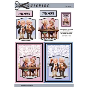 3D klippeark - ldre herrer og damer hygger med vin & l