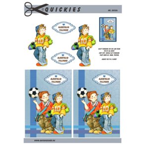 3D klippeark - B�rnemotiv; Drenge med fodbold & skateboard