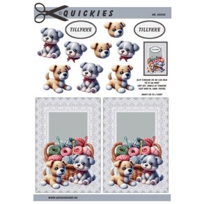 3D klippeark - Kurv m/garn, hklenle & hklede bamser