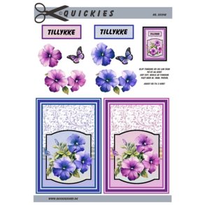 3D klippeark - Blomster. Pink & lilla petunia