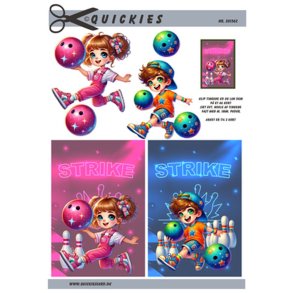 3D klippeark - Fritid; dreng og pige spiller bowling