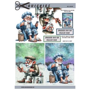 3D klippeark - ldre herre med kaffekop & mobiltelefon