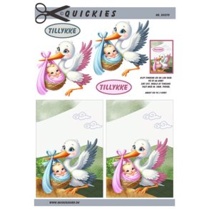 3D klippeark - Baby/Barned�b, Stork m/lille dreng & Stork m/lille pige