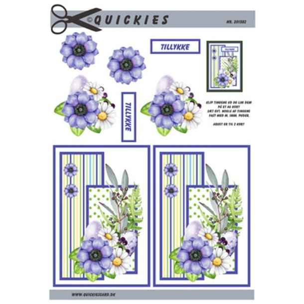 3D klippeark - Blomster. Smuk forrsbuket / pskebuket m/baggrund