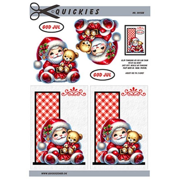 3D klippeark - Jul, Sd julemand m/bamse