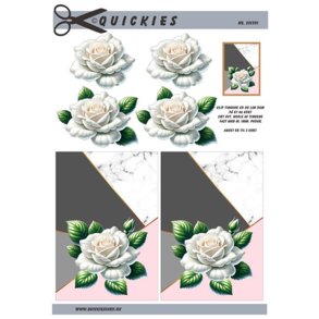 3D klippeark - Blomster. Smuk hvid rose p� grafisk baggrund 