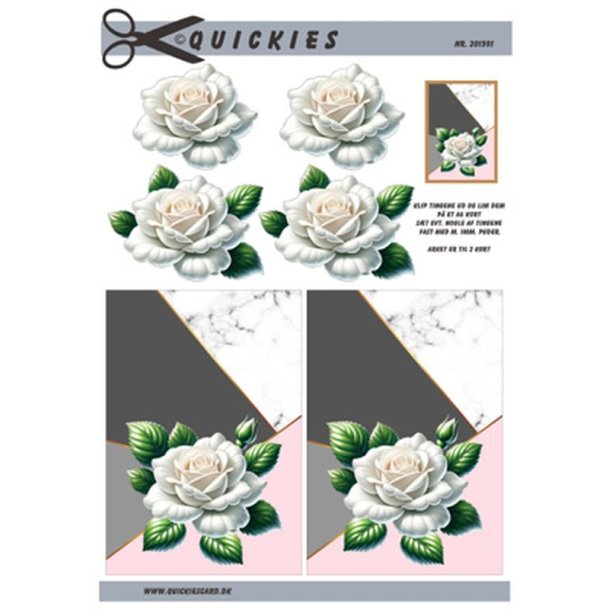 3D klippeark - Blomster. Smuk hvid rose p grafisk baggrund 