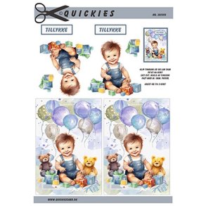 3D klippeark - Brn; Lille glad dreng m/legetj og balloner