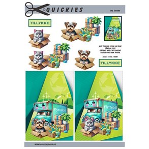 3D klippeark - Flyttebil m/flyttels og lille hund & kat