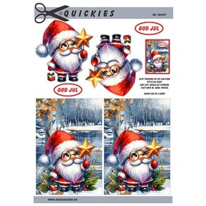 3D klippeark - Jul, Julemand m/stjerne & vinterbaggrund