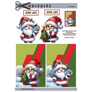 3D klippeark - Jul, Sde julemnd m/juletr & snekugle