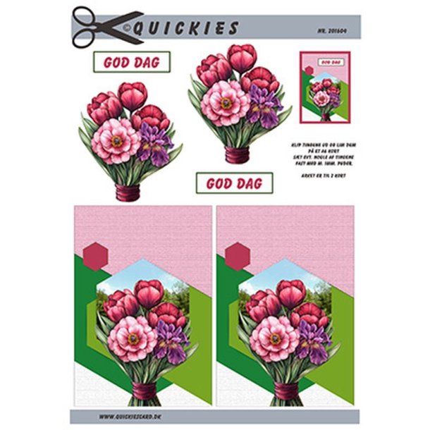 3D klippeark - Blomster. Smukke buket p grafisk baggrund