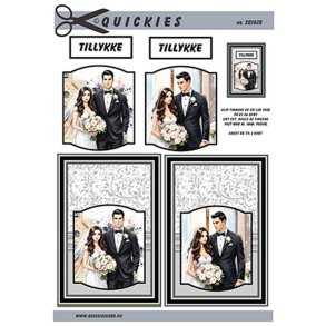 3D klippeark - Bryllup; Brudepar i sort-hvide farver