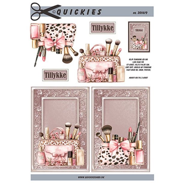 3D klippeark - T�j &amp; Sko, Makeup, sminke, parfume i pink farver