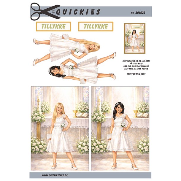 3D klippeark - Konfirmation. Piger i kirken