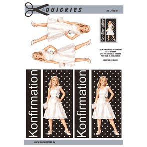 3D klippeark - Konfirmation. Lysh�ret pige p� prikket baggrund