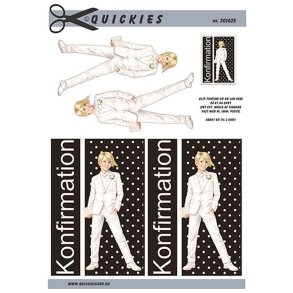 3D klippeark - Konfirmation. Lysh�ret dreng p� prikket baggrund