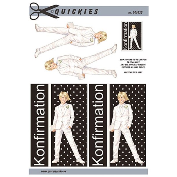 3D klippeark - Konfirmation. Lysh�ret dreng p� prikket baggrund