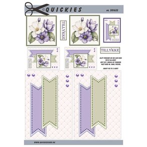 3D klippeark - Blomster. Lilla & hvide blomster p� flot baggrund