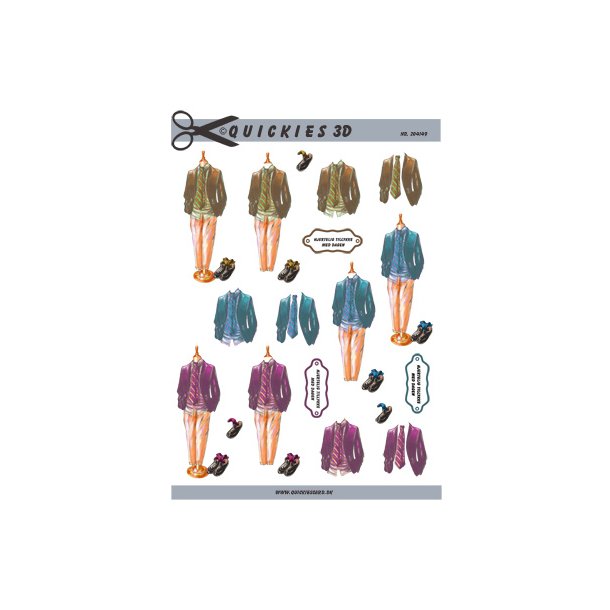 3D klippeark - Konfirmation. Drenget�j - herret�j