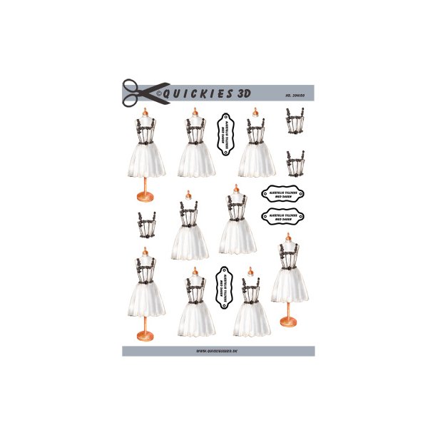 3D klippeark - Konfirmation. Kjole p� gine