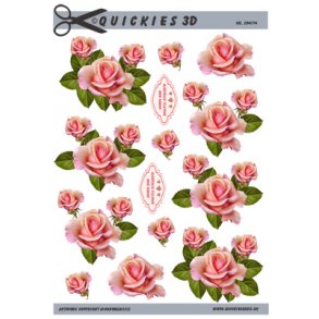 3D klippeark - Blomster, sarte lyserde roser 