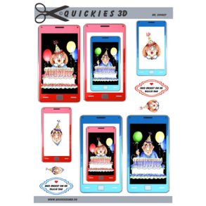 3D klippeark - IT og mobil, mobiltelefoner m/billeder af fdselar & lagkage