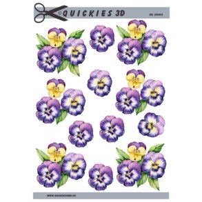 3D klippeark - Blomster, stedmoderblomster i lilla og gule farver