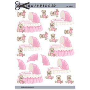 3D klippeark - Baby i moseskurv, lyser�de farver