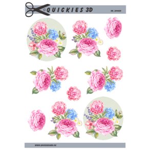 3D klippeark - Blomster. Flotte lyserde bonderoser