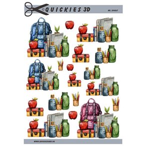 3D klippeark - Brn; Skoleklar m/skoletaske & skolesager