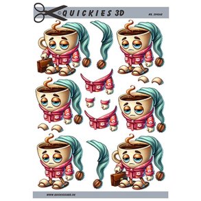 3D klippeark - Morgenkaffekop med lyserd morgenkbe