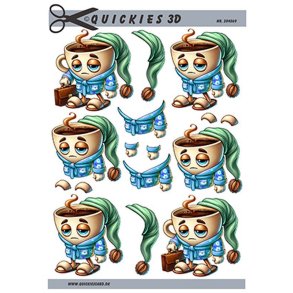 3D klippeark - Morgenkaffekop med lysebl morgenkbe