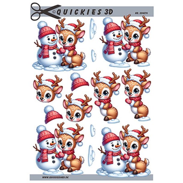 3D klippeark - Jul, bambi &amp; snemand