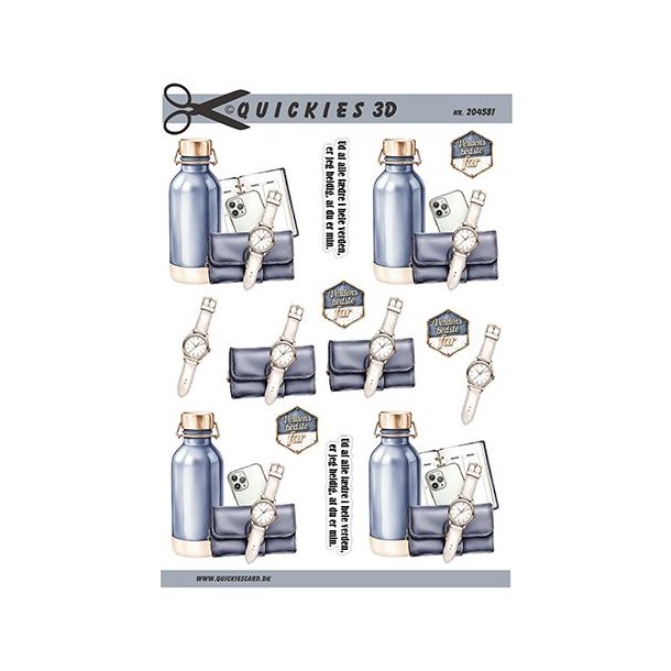 3D klippeark - Herrekort til Verdens bedste Far, pung, ur, mobil, termoflaske, kalender