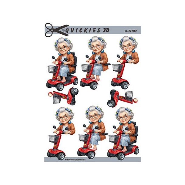 3D klippeark - �ldre dame p� el scooter