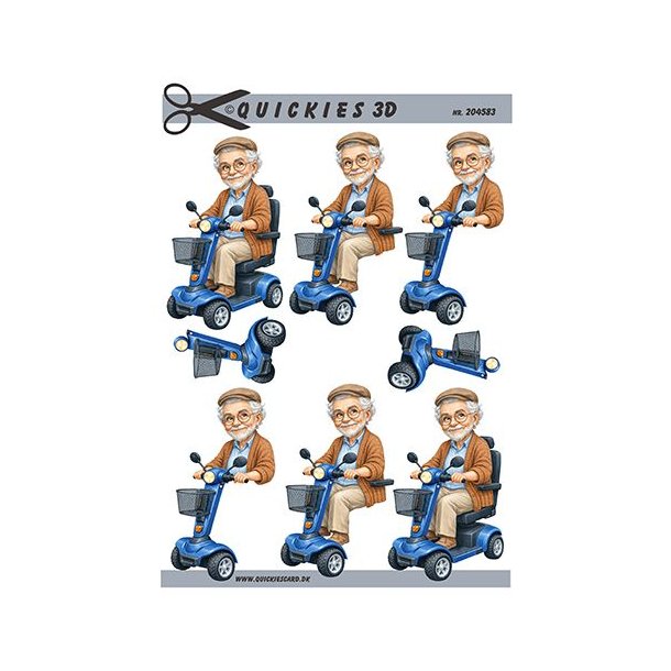 3D klippeark - �ldre herre p� el scooter