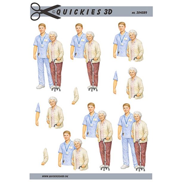 3D klippeark - Job, Hjemmehj�lper/Sosu assistent m/�ldre dame