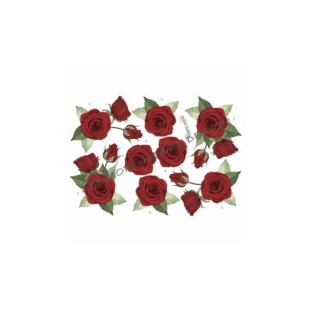 3D klippeark - Smukke røde roser 3D - Blomster - Fru Hjort