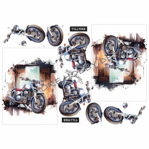3D klippeark - Flot bl� motorcykel