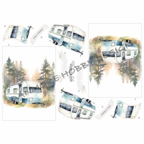 3D klippeark - Campingvogn i skoven i smuk 