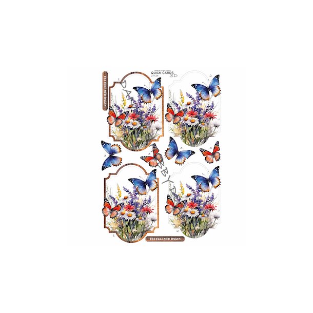 3D klippeark - Ramme m/blomstereng &amp; sommerfugle