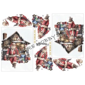 3D klippeark - Gammeldags julemand ved julemandens hus