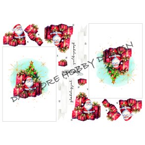 3D klippeark - Gammeldags julemand m/k�mpepakker & juletr�