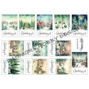 Klippeark - 12 julemotiver til sm kort fx til-og-fra kort