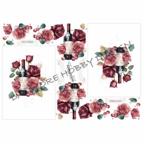 3D klippeark - Vin & blomster