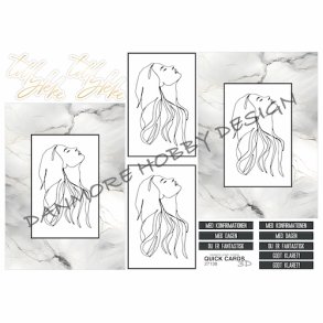 3D klippeark - Konfirmation, pige i tegnet streg (kan farvel�gges)