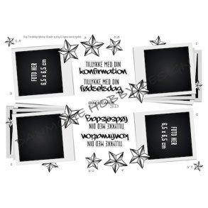 3D klippeark - Konfirmation/fdselsdag, fotorammer m/stjerner