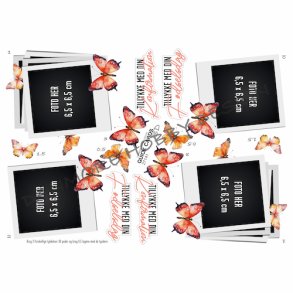 3D klippeark - Konfirmation/fdselsdag, fotorammer m/sommerfugl
