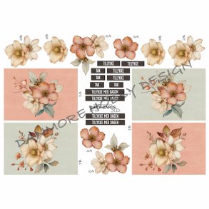 3D klippeark - Smukke blomstermotiver til A7 kort (sm kort)